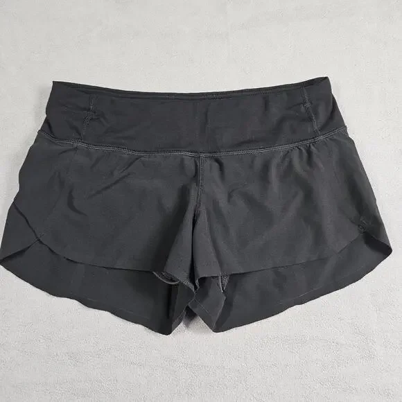 Lululemon Speed Up Shorts Womens 4 Black Athleisure Gym Performance Stretch - Picture 1 of 14
